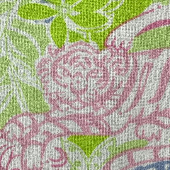 LILLY PULITZER Dress S Mini Tunic Lion Floral Zip Front Long Sleeve Cotton Green - Picture 10 of 16